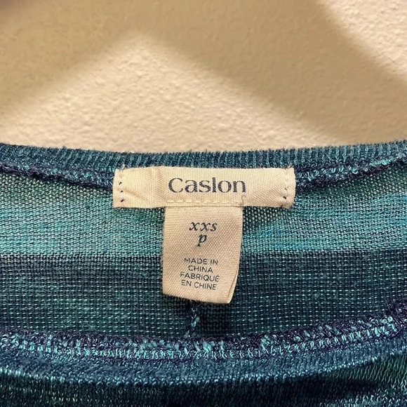 Caslon woman’s blue and turquoise striped three quarter length shirt - Picture 4 of 8